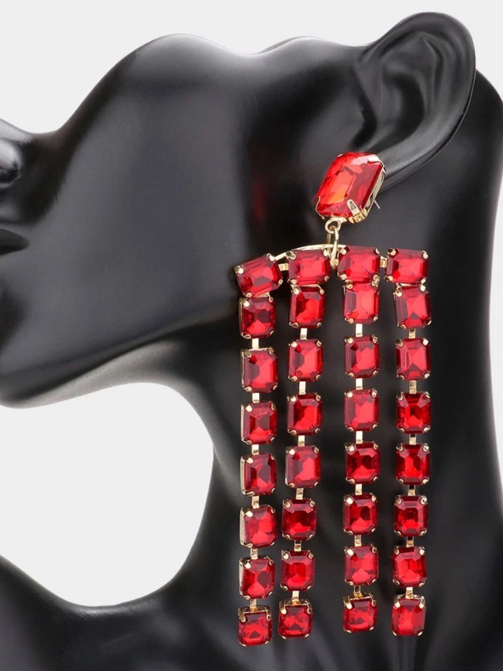 NWT ⚜️♥️⚜️ Natasha Chandelier Red Crystals Statement Earrings